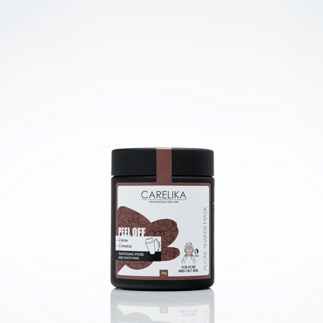 CARELIKA Shaker PeelOff Face Mask with Argan Oil & Ghassoul Clay  Deep Cleansing, Facial Treatment  Suitable for Oily, Combin