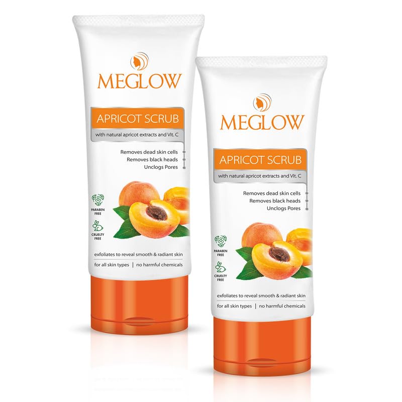 Meglow Apricot Scrub Pack Of 2 (70G Each) | Gentle Exfoliation For Smooth, Radiant Skin | Deep Cleansing With Apricot & Walnut |