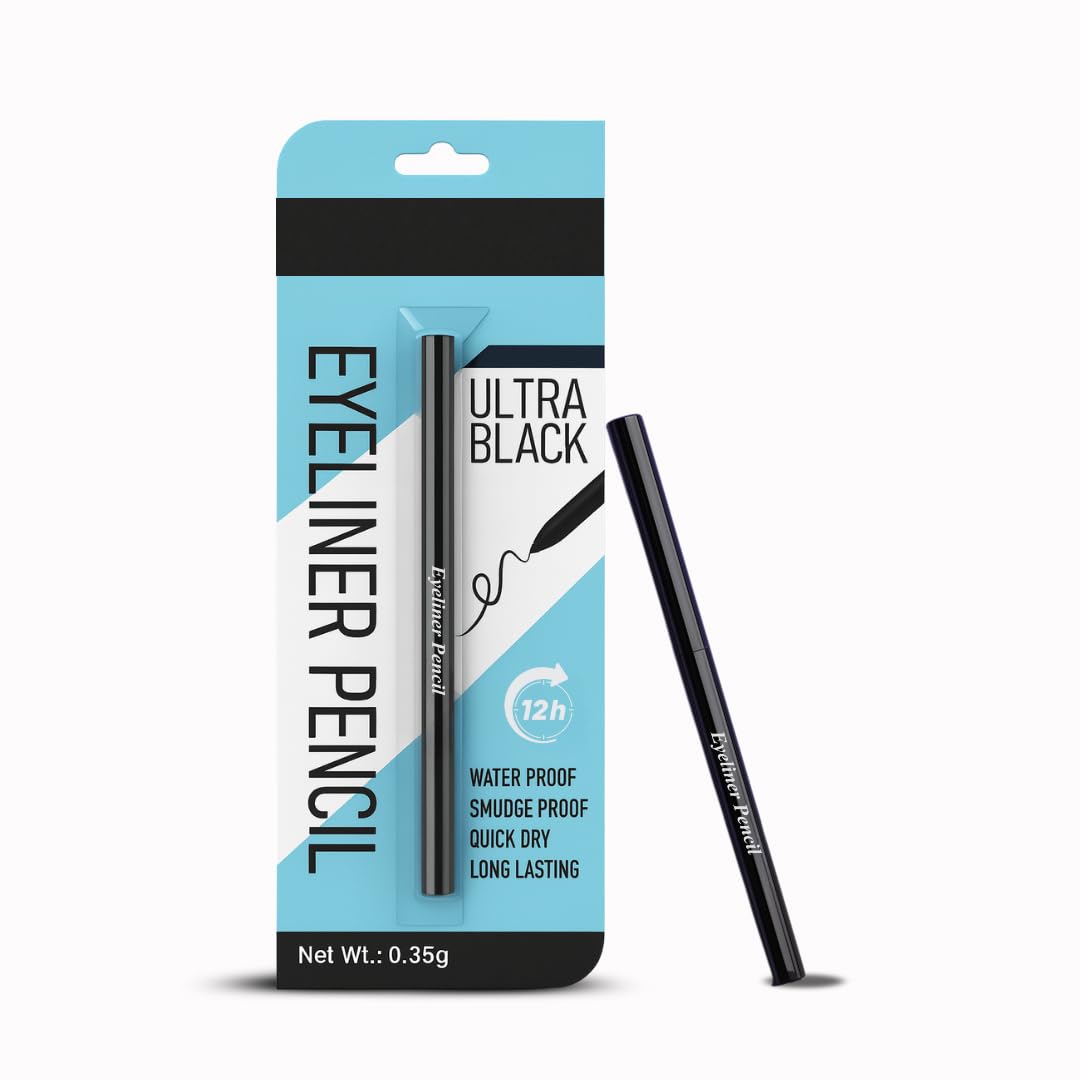 B Inik Long Lasting Black Eyeliner Pencil, Waterproof, Smudge Proof, Quick Dry, Matte Finish, 0.35G