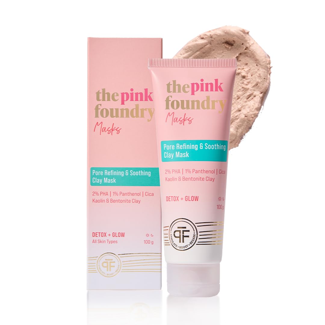 The Pink Foundry Pore Refining & Soothing Clay Mask With Cica | Deeply Cleanses Skin, Increases Hydration & Absorbs Extra Oil Fr