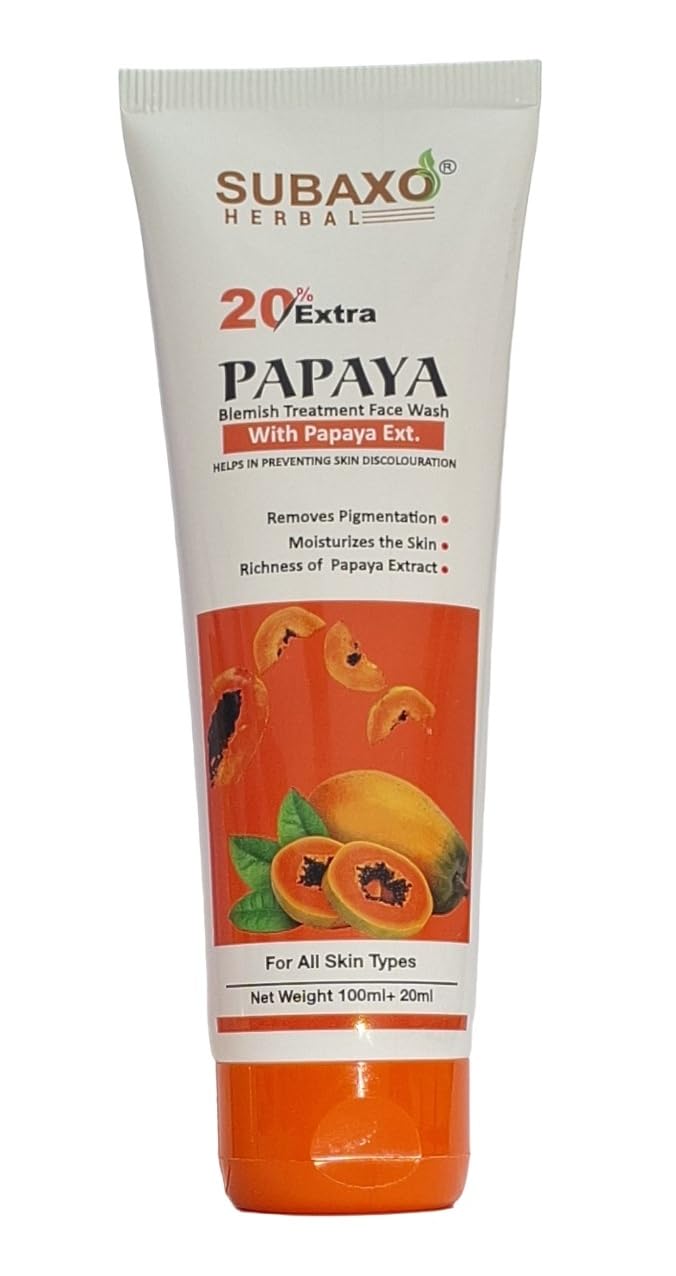 Subaxo Papaya Face Wash | Anti Pigmentation | Skin Glowing Herbal Face Wash For Women & Men (120Ml)