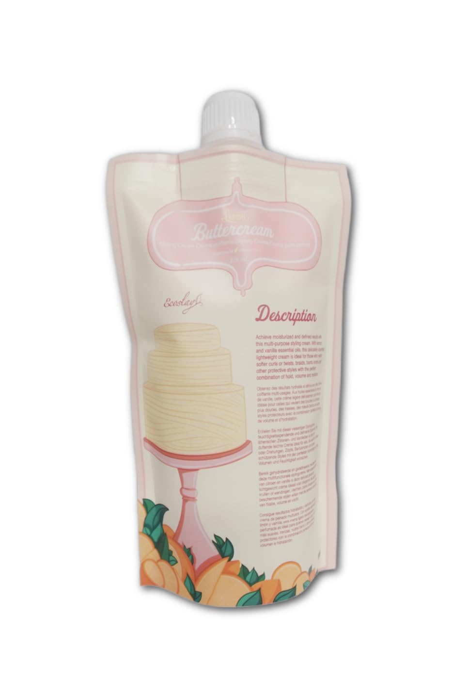 Ecoslay Lemon Buttercream Styling Cream, Flax Seed Extract Styler, Soft hold, Moisturizing, Light weight, 8oz