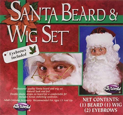Fun World Santa Beard and Wig Set, White, One Size, Model 7520 - Quality Costume Accessory