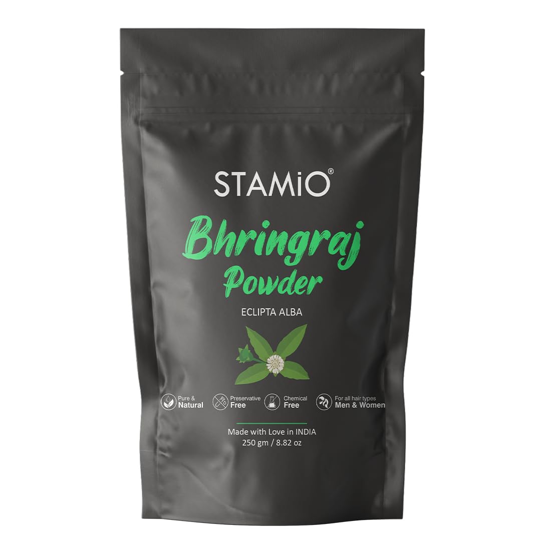 Stamio Bhringraj Powder 250 Gm For Hair Mask, Pack, Scalp Health, Nourihment, AntiDandruff | Natural Eclipta Alba/False Daisy/K