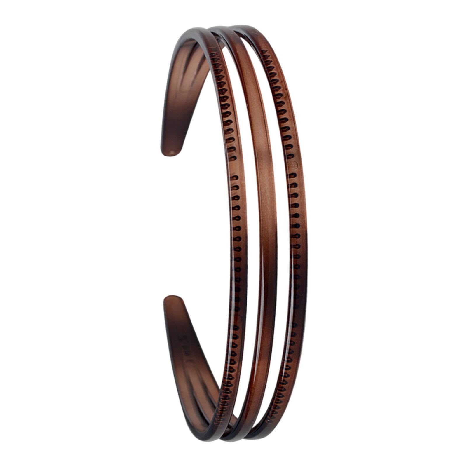 HEAVENGLOW Ladies Women Triple Row Headband for Make up, Sports Accessories PC Material Brown|Hair Accessories|Clothing, ShoesAc