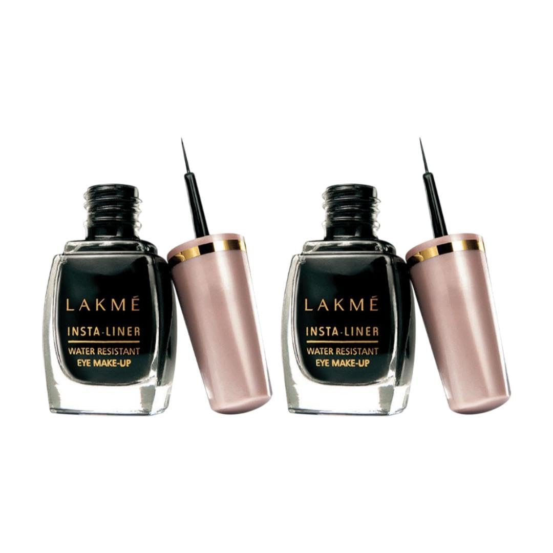 Lakm Semi Matte Insta Liquid Eye Liner, Black, 9Ml (Pack Of 2)