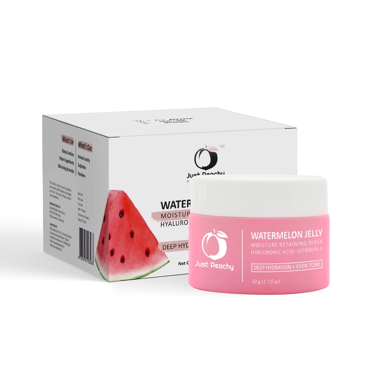Just Peachy Watermelon Jelly Mask With Grapeseed, Watermelon, Vitamin E And Hyaluronic Acid | For Dull Skin + Dryness | Nourishe