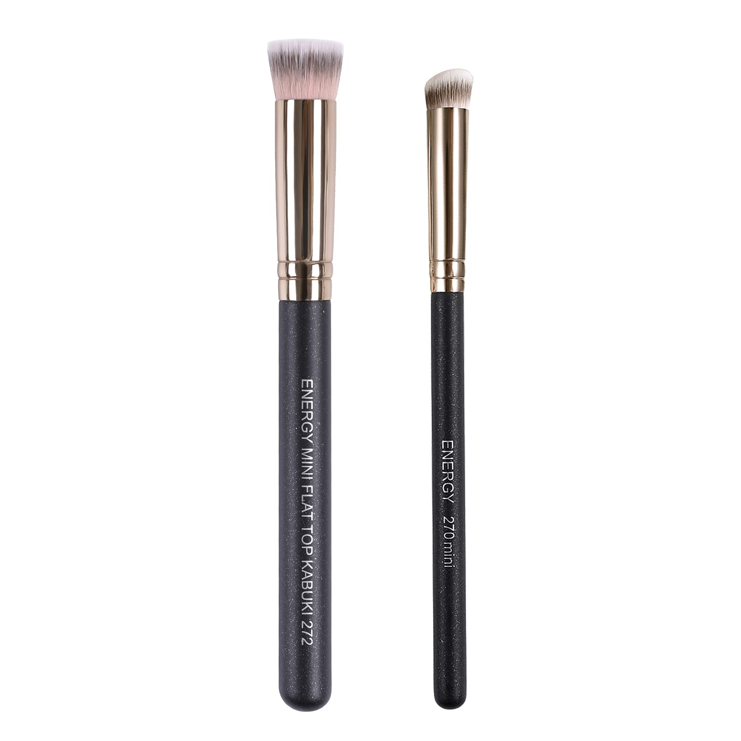 Energy Kabuki Brushes Set - Mini Flat Top Kabuki Brush And Slant Concealer Brush Under Eye For Eyebrows Eyeshadow Brushes For Li