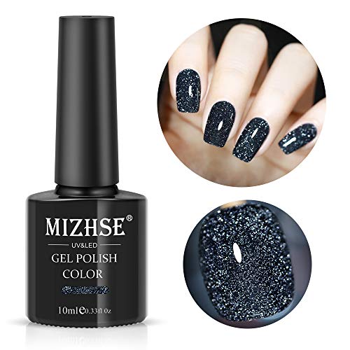 MIZHSE Diamond Gel Nail Polish, Reflective Glitter Gel Polish Set, Sparkly Shiny Gel Nail Art Varnish Manicure Kit, Soak Off LED