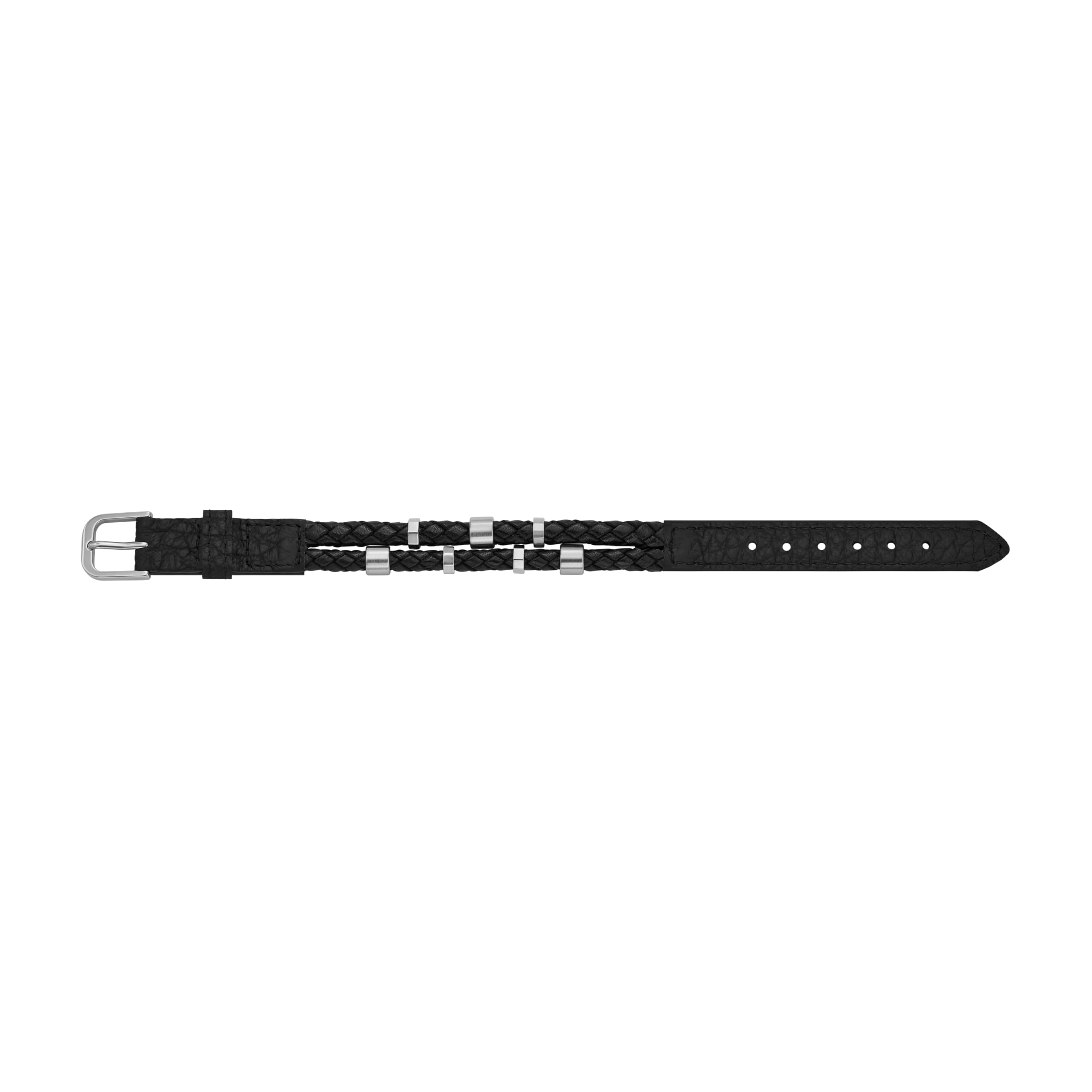 Fossil Men's Stainless Steel & Leather Black Multi Braided Leather Bracelet, Color: Black (Model: JF04473040)