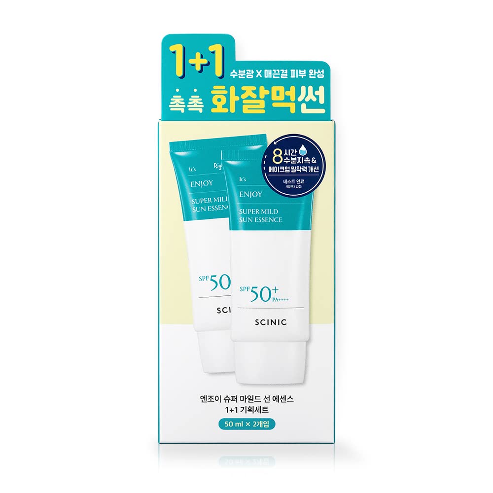 Scinic Enjoy Super Mild Sun Essence 2 Set Spf50+ Pa++++ 1.69 Fl Oz(50Ml) | A Lightweight Hydrating Sun Essence That Leaves No St