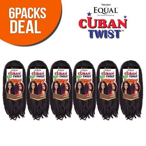 Freetress Equal Synthetic Hair Braids Double Strand Style Cuban Twist Braid 16'' (6-Pack, T27/613)