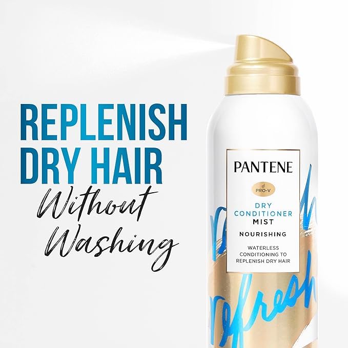 Pantene Dry Conditioner Mist Spray for Hair, 3.9oz, Blue - Instant Hydration and Frizz Control with Vitamin B5, Safe for Color T