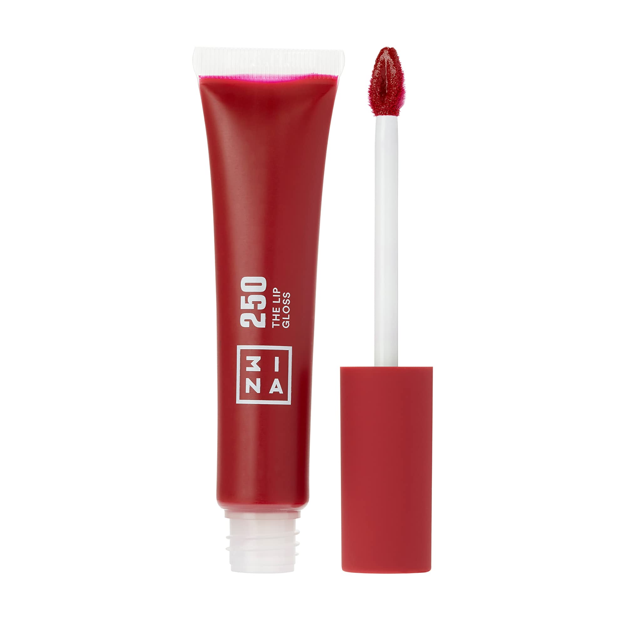3INA MAKEUP - Vegan - Cruelty Free - The Lip Gloss 250 - Dark Pink Red Lip Gloss - Mirror-effect - Glossy Look - Creamy Texture 