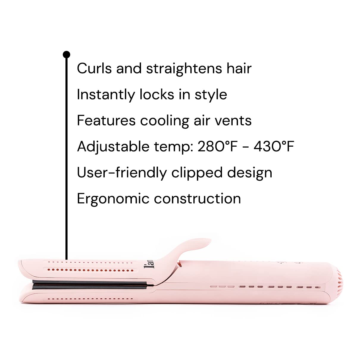 L'ANGE HAIR Le Duo 360° Airflow Styler - 2-in-1 Curling Wand & Titanium Flat Iron, Blush, 1 Count
