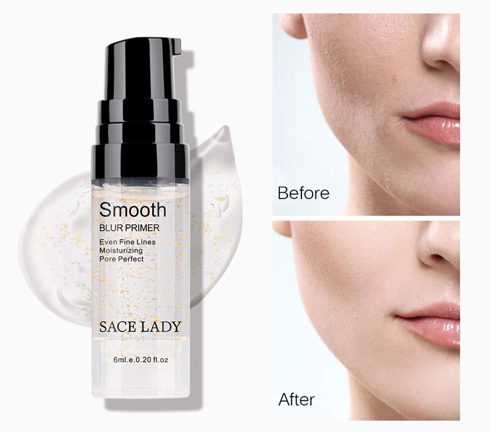 Face Makeup Primer, Big Pores Minimizer Perfect Cover, No Pore Eraser Filler, Smooth Fine Lines Wrikles, Gold Foil Infused Base