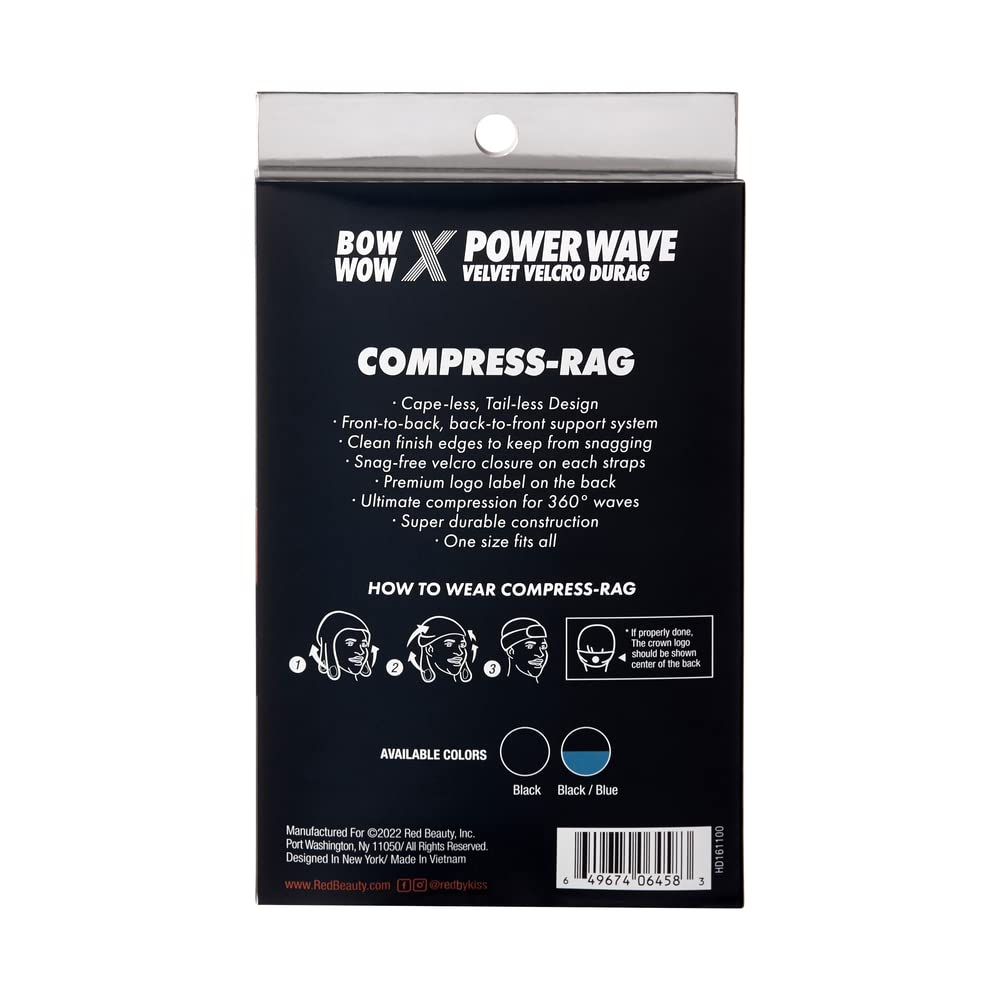Red Premium Bow Wow X Power Wave Durag, 360 Wave Compression Cap For Men & Women, Adjustable Hook-And-Loop Strap, Stylish & Dura