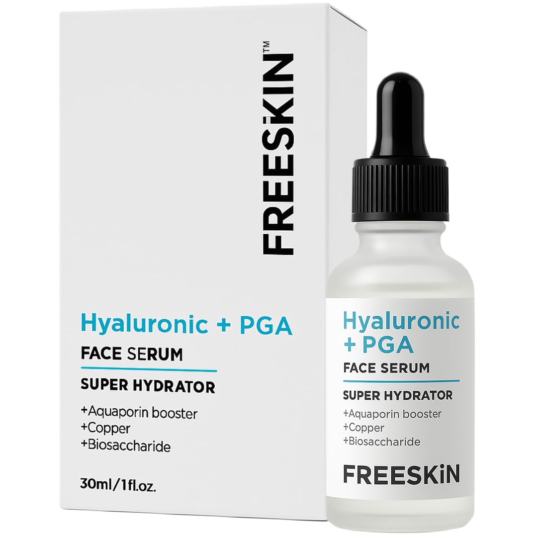 Freeskin Hyaluronic Acid + Pga Face Serum With Aquaporin Booster, Copper & Biosaccharide | Intense Hydration, Glowing Skin & Fin