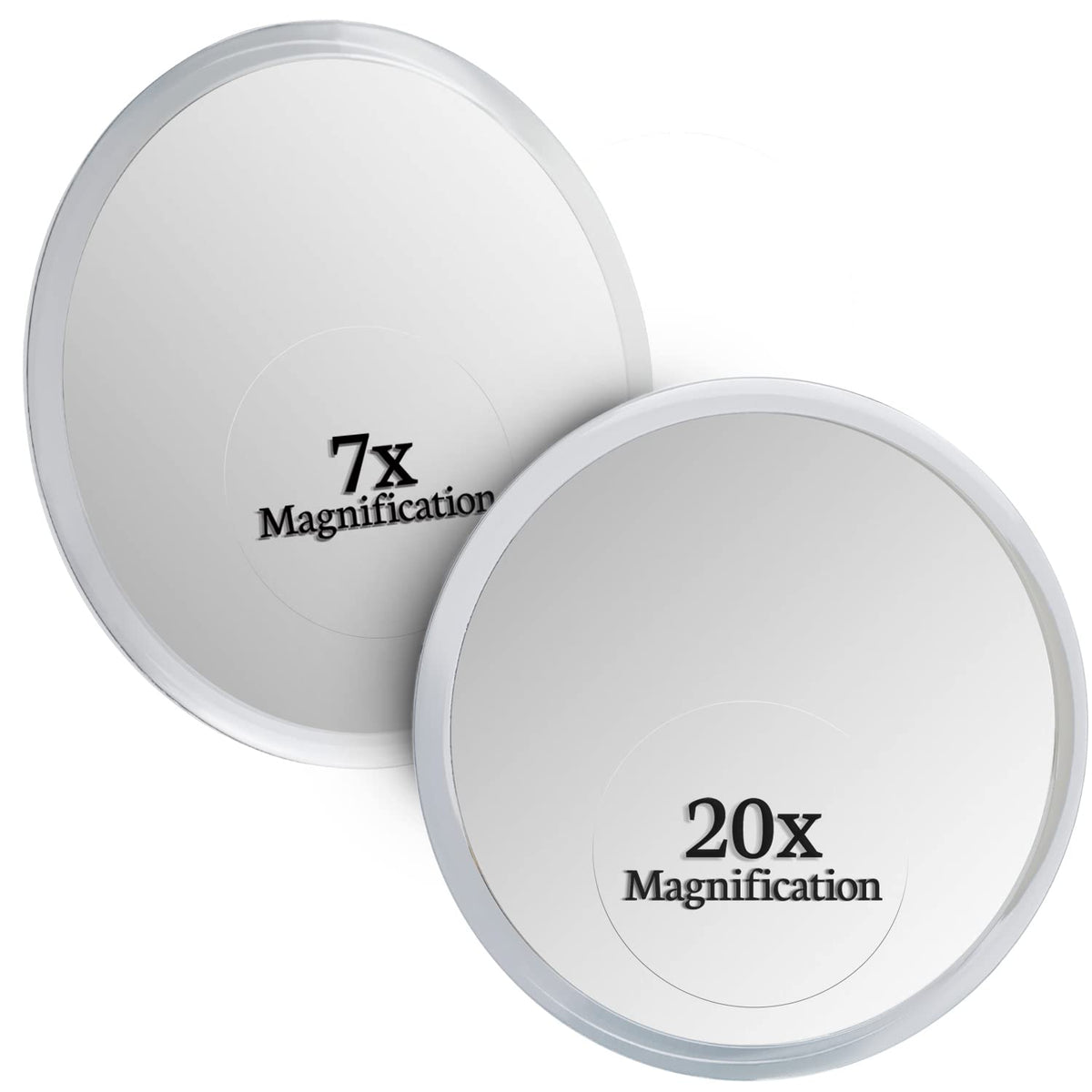 Mirrorvana 20X & 7X Magnifying Mirror Set Combo With 3 Suction Cups Each - Compact & Travel Ready (Glass)
