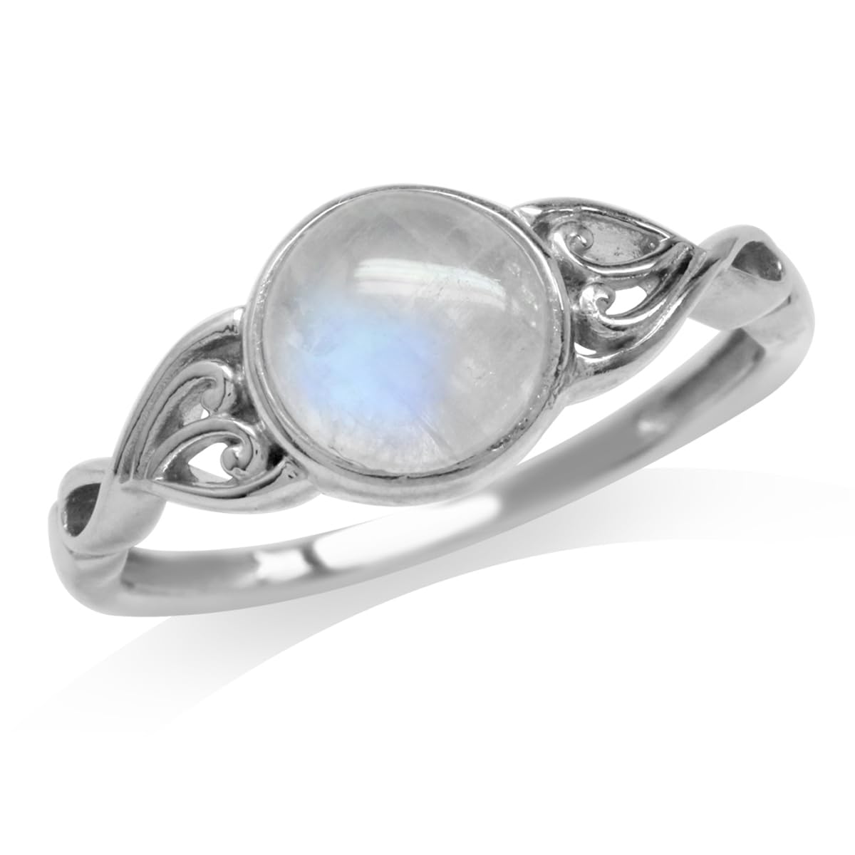 Silvershake 7mm Natural Moonstone 925 Sterling Silver Victorian Style Solitaire Ring Size 12.5