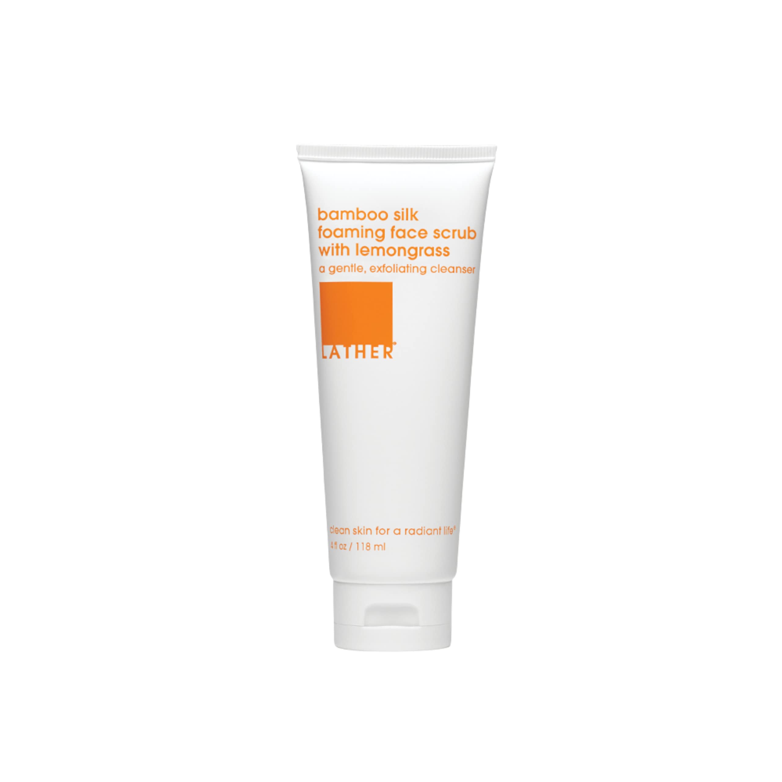 LATHER Bamboo Silk Foaming Cleanser - Foaming Face Wash for Oily & Acne Prone Skin - Gentle Exfoliating Face Scrub - 4 Fl Oz