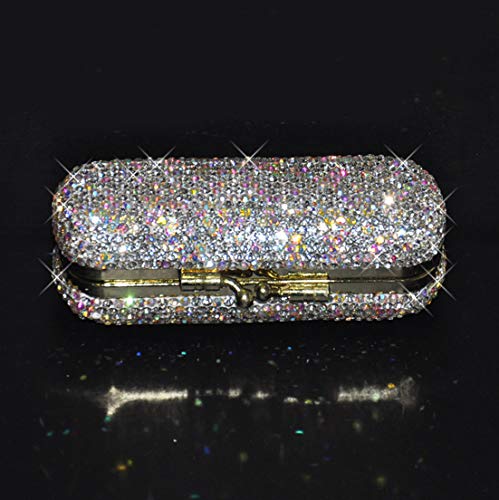 Bestbling Bling Rhinestone Crystal Lipstick Case Holder Organizer bag Cosmetic Storage for Women's Lipstick Jewelry Kit (Silver)