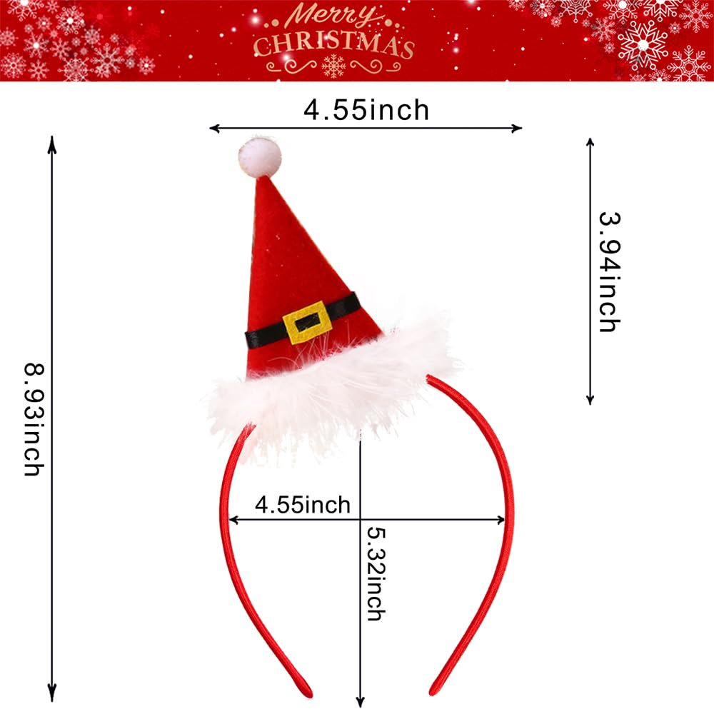 Aiupuoc Christmas Headbands For Women Red Hat Hair Accessories Santa Claus Hair Hoop Party Hair Decorations 1Pcs