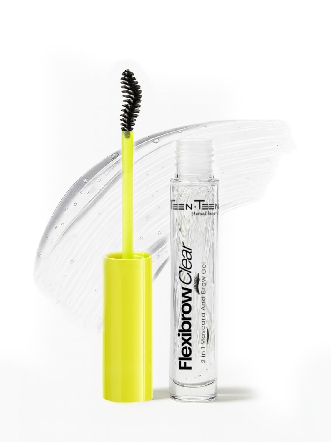 Teen Teen Flexibrow Clear 2In1 Mascara & Brow Gel | Waterproof, LongLasting, ClumpFree Formula | Quick Drying & Curler, Tran