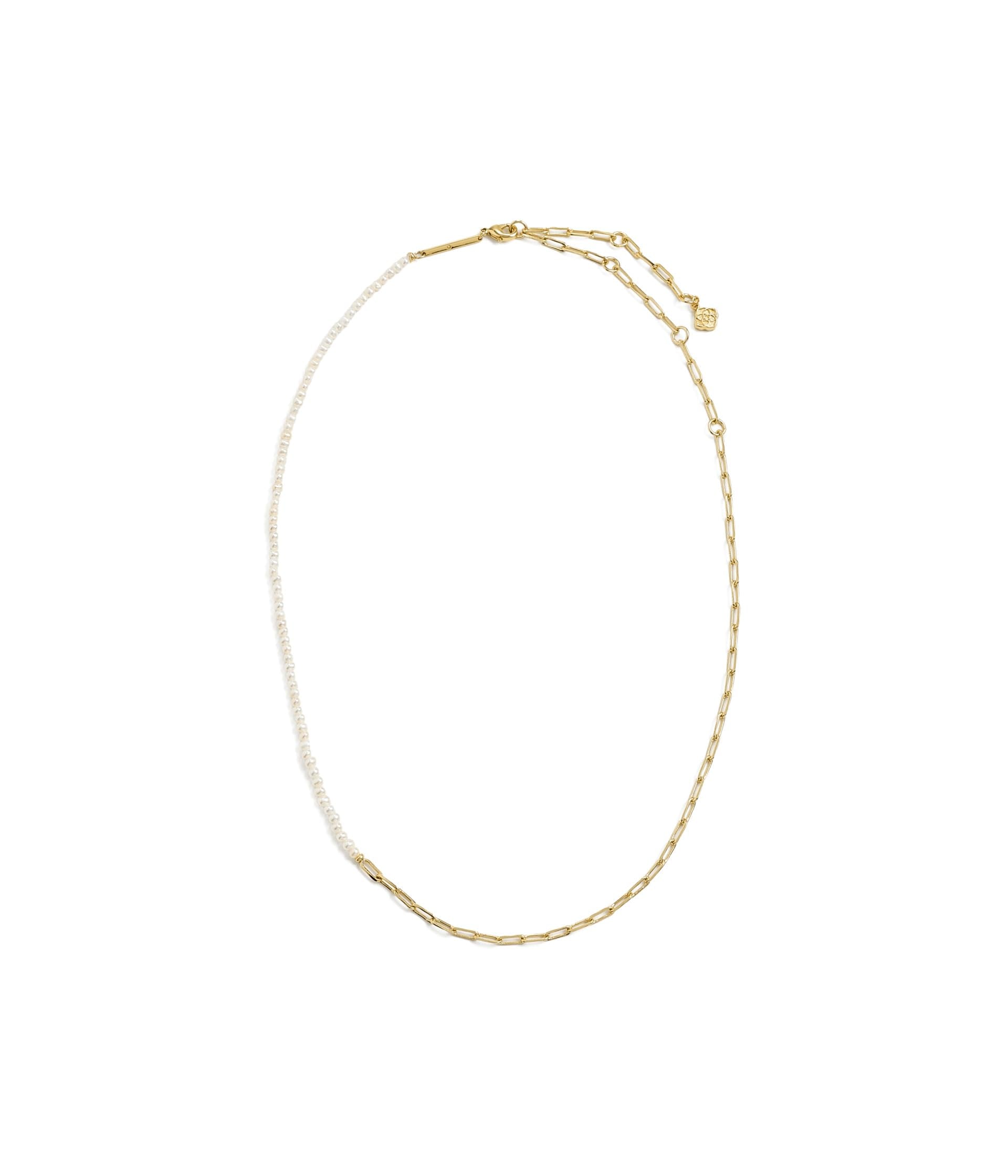 Kendra Scott Markie Half Chain Necklace in Freshwater Cultured Pearl, 14k Gold-Plated Brass, Fashion Jewelry for Women