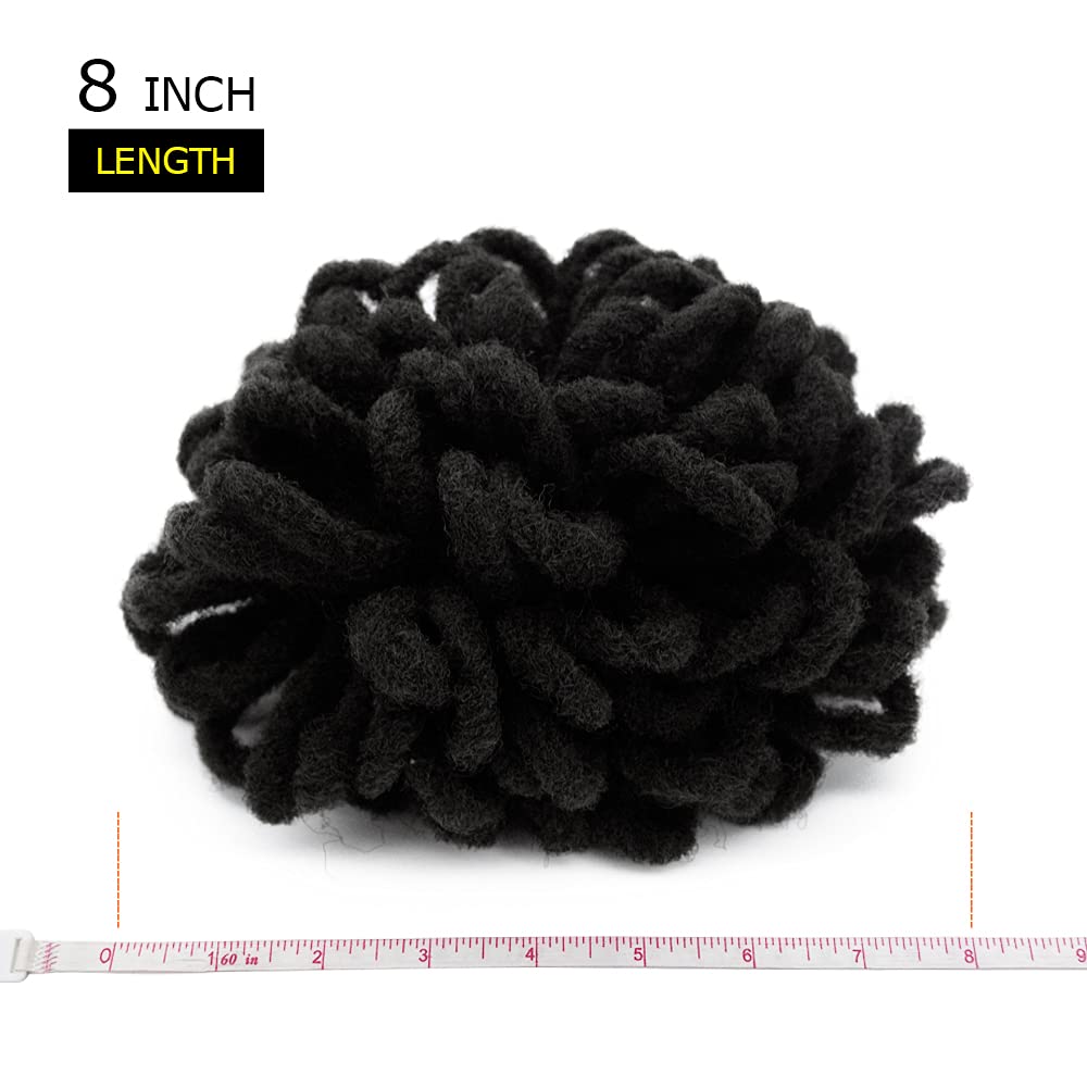 Kgbfass Loc Petal Bun Dreadlock Drawstring Ponytail Curly Faux Locs Braided Ponytail Clip In Chignon Scrunchies Hairpiece For Bl