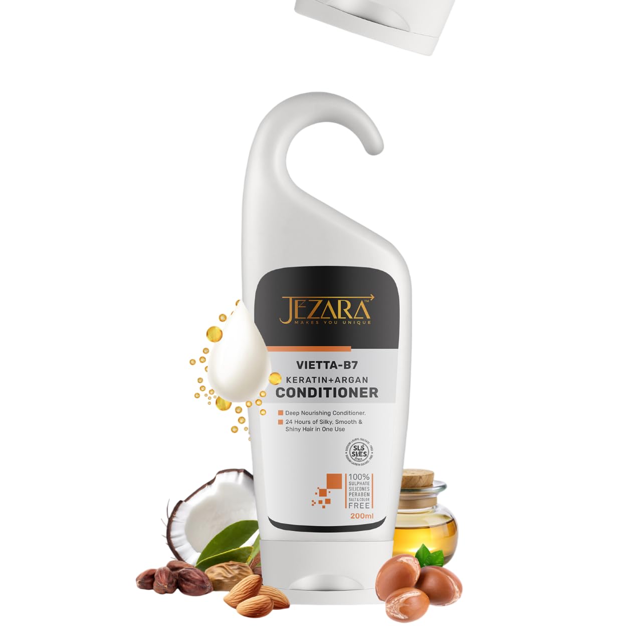 Jezara Vietta-B7 Keratin-Based Onion + Argan Hair Conditioner | For Stronger, Healthier & Shinier Hair | For Men & Women | 200Ml