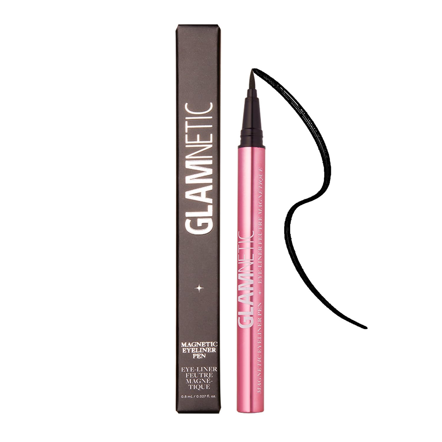 Glamnetic Felt Tip Magnetic Eyeliner Pen - Black 0.025 Fl Oz | Black Smudgeproof & Waterproof Eyeliner Pen, All-Day Hold For Mag