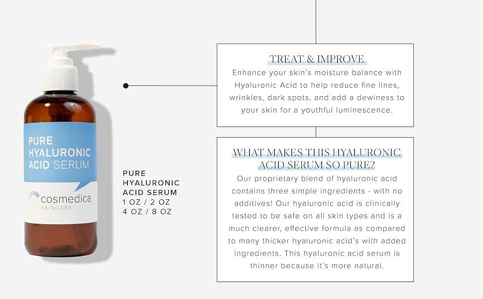 Hyaluronic Acid Serum for Skin 100% Pure-Anti-Aging Serum - Intense Hydration + Moisture, Non-greasy, Paraben-free Hyaluronic Ac