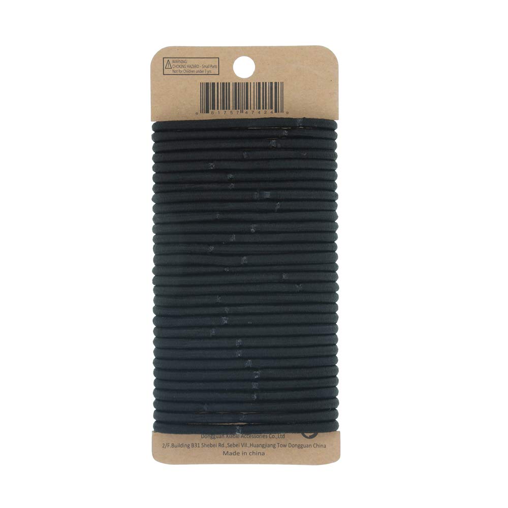 Minihope Women'S Hair Elastic Thick Tie, Black, 30 Count (Pack Of 1), 4Mm For Medium Hair.