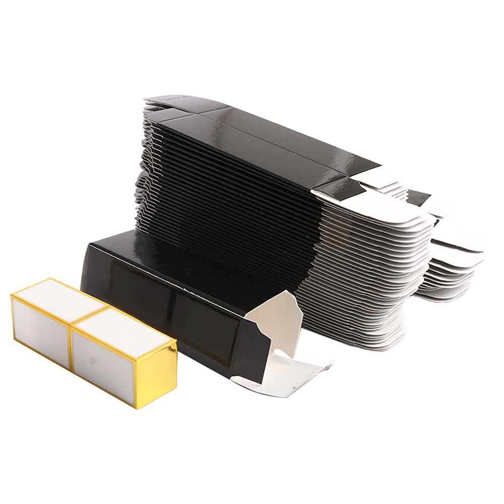 COSIDEA 50 PCS Empty Black Lip Gloss Boxes W28 xW28 xH89mm / W1.02xW1.02xH3.5 inch, Cosmetic Perfume/Mascara Box Packaging for S