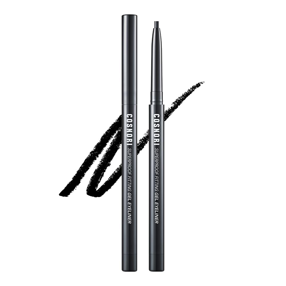 Cosnori Super Proof Fitting Gel Eyeliner 01 Vivid Black - Smudge-Proof, Longwear Eyeliner Pencil, Soft Drawing 2Mm Ultra-Slim Pe
