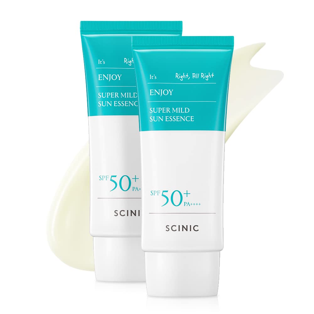 Scinic Enjoy Super Mild Sun Essence 2 Set Spf50+ Pa++++ 1.69 Fl Oz(50Ml) | A Lightweight Hydrating Sun Essence That Leaves No St