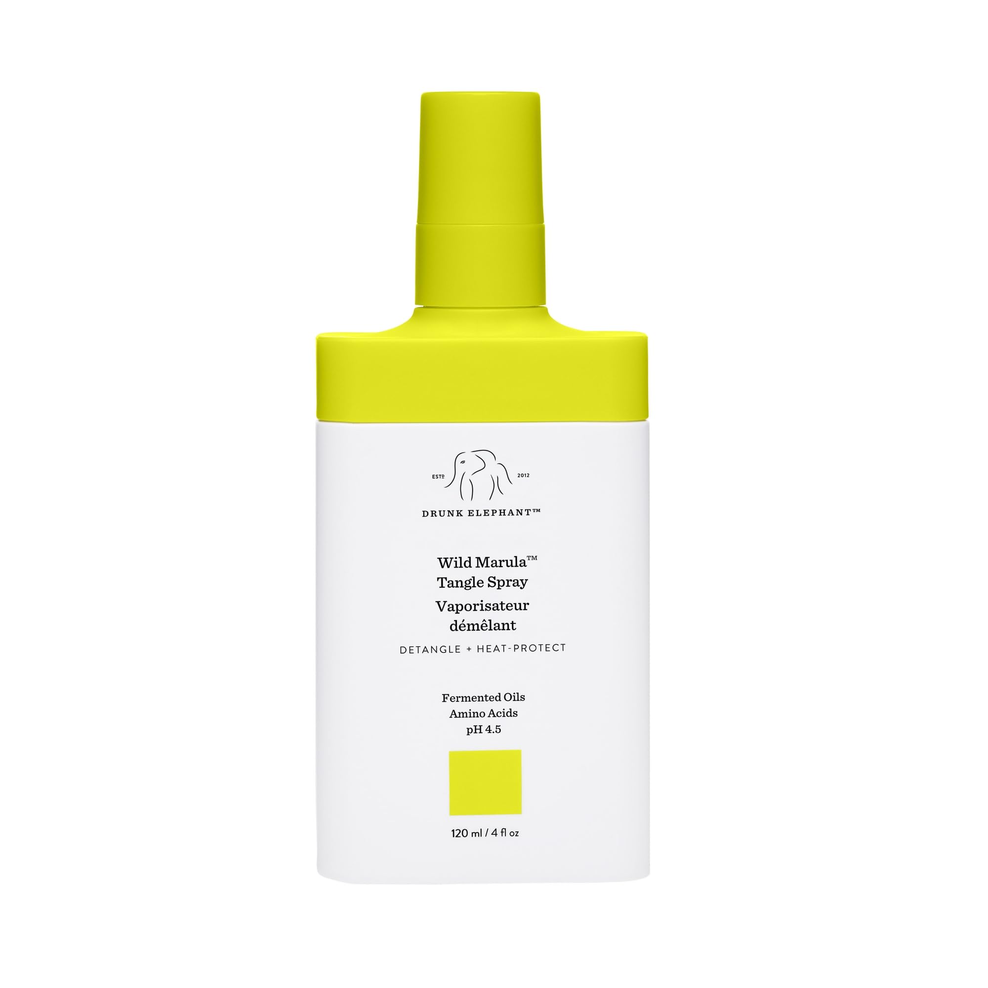 Drunk Elephant Wild Marula Tangle Spray - 120 ml/4 fl oz - Detangler and Heat Protectant - Clean Clinical - Sulfate-Free - Cruel