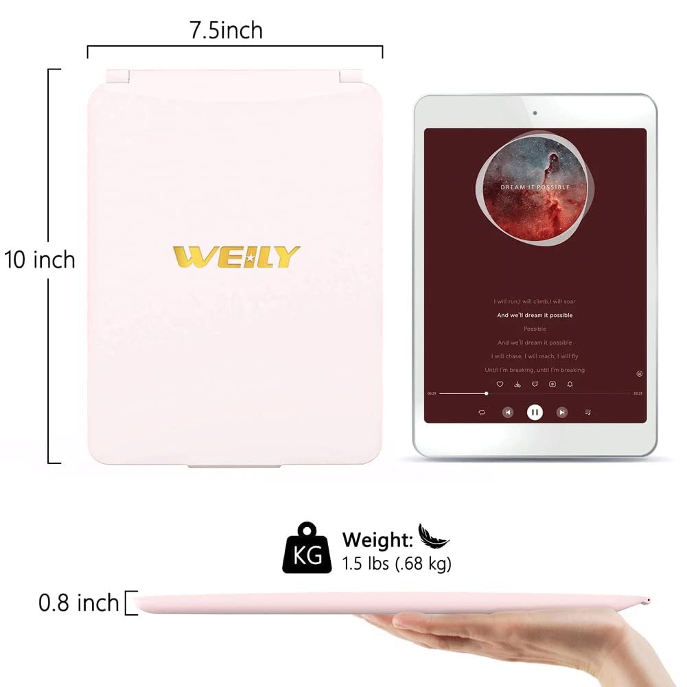 Weily Portable Travel Makeup Mirror With 72 Led Lights, Touch Screen Three Colors Dimmable Lighted Mirror, 2000 Mah Usb Recharge