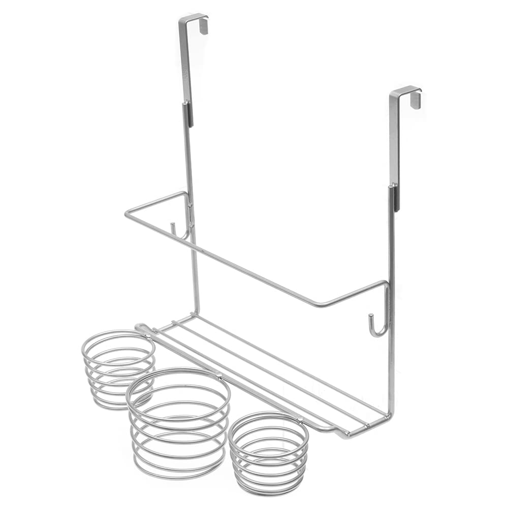 Home Basics 4 Compartment Over The Cabinet Hair Care And Styling Tool Multi-Purpose Bath Accessory Rust-Resistant Steel Storage