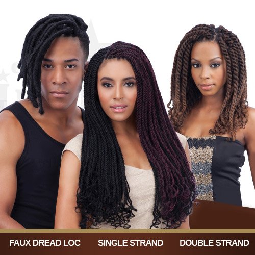 Freetress Equal Synthetic Hair Braids Double Strand Style Cuban Twist Braid 24'' (6-Pack, 1B)