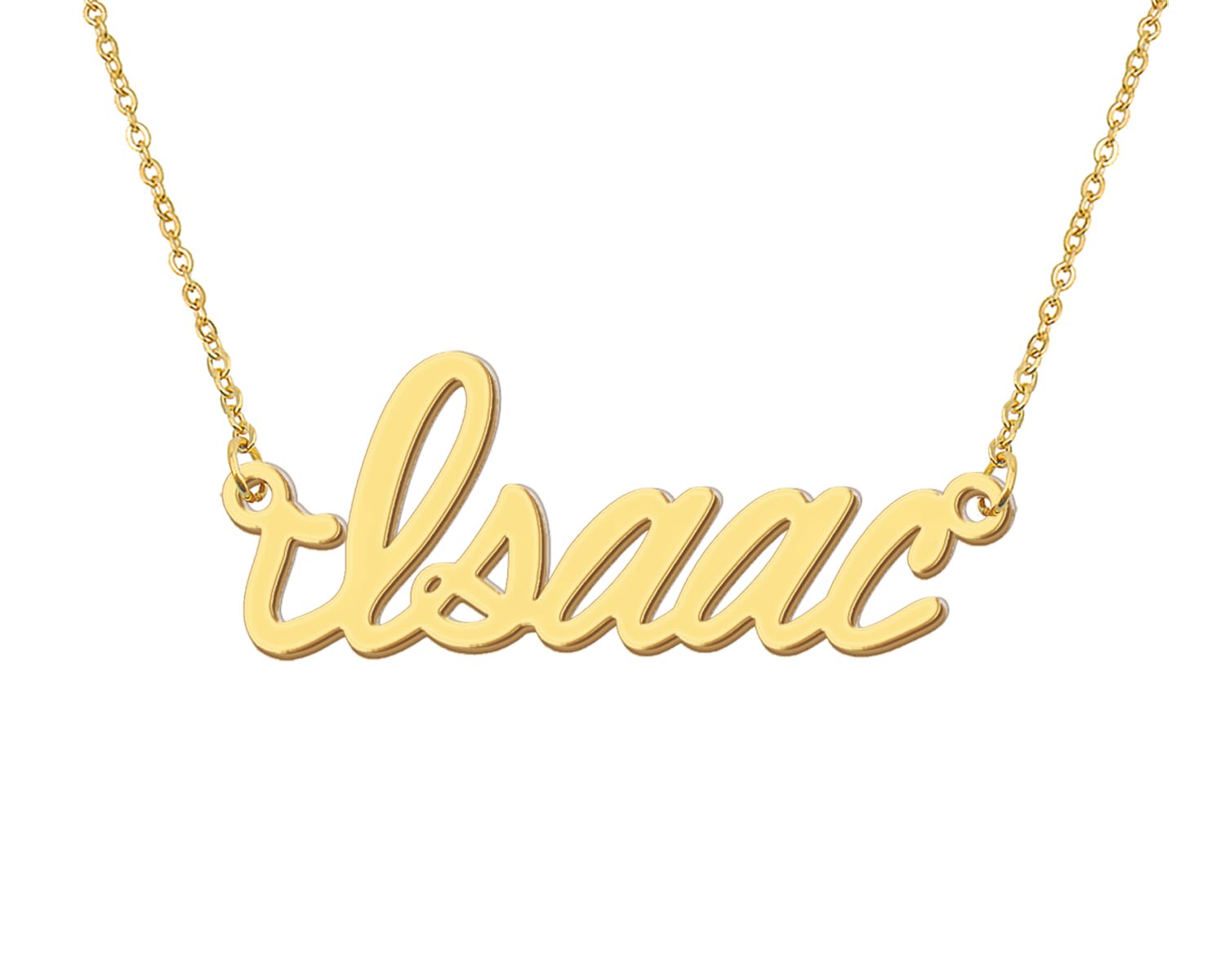 Aoloshow 18k Gold Plated Isaac Name Initial Necklace Womens Mens Nameplate Stainless Steel Jewelry for Son