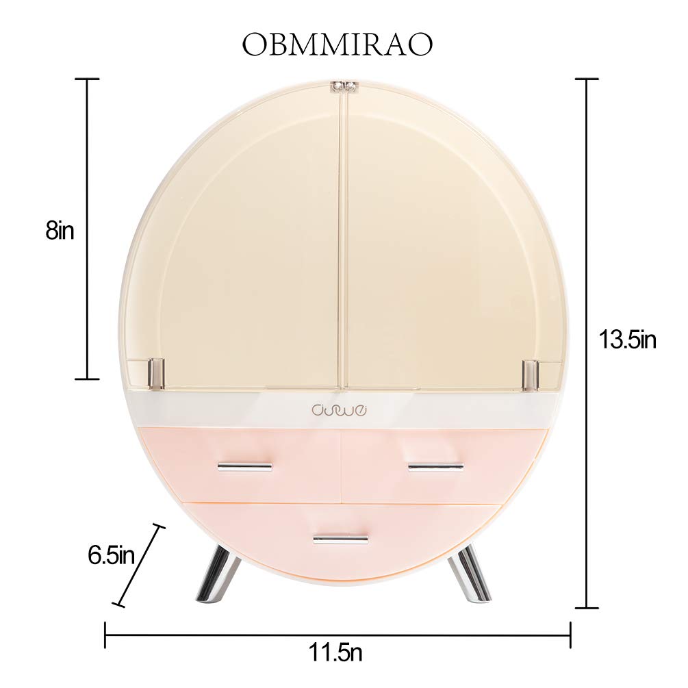 Obmmirao Elegant Dustproof Makeup Storage Organizer Box, Waterproof Medium Cosmetics Organizer Storage With Drawers Skincare Cos
