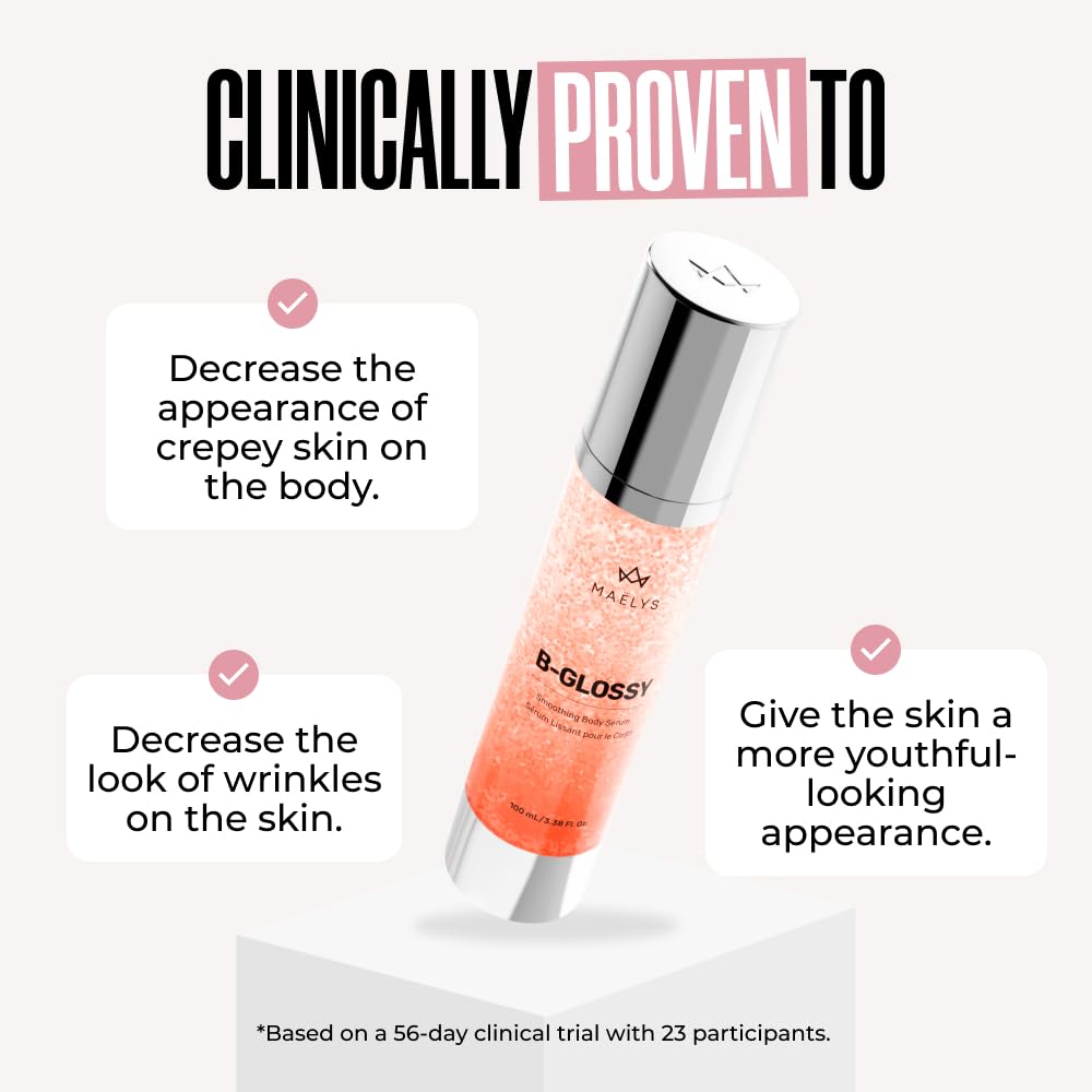 Malys B-Glossy Smoothing Body Serum - Anti-Aging Hyaluronic Acid Serum For Body Wrinkles - Hydrating Wrinkle Serum With Peptides