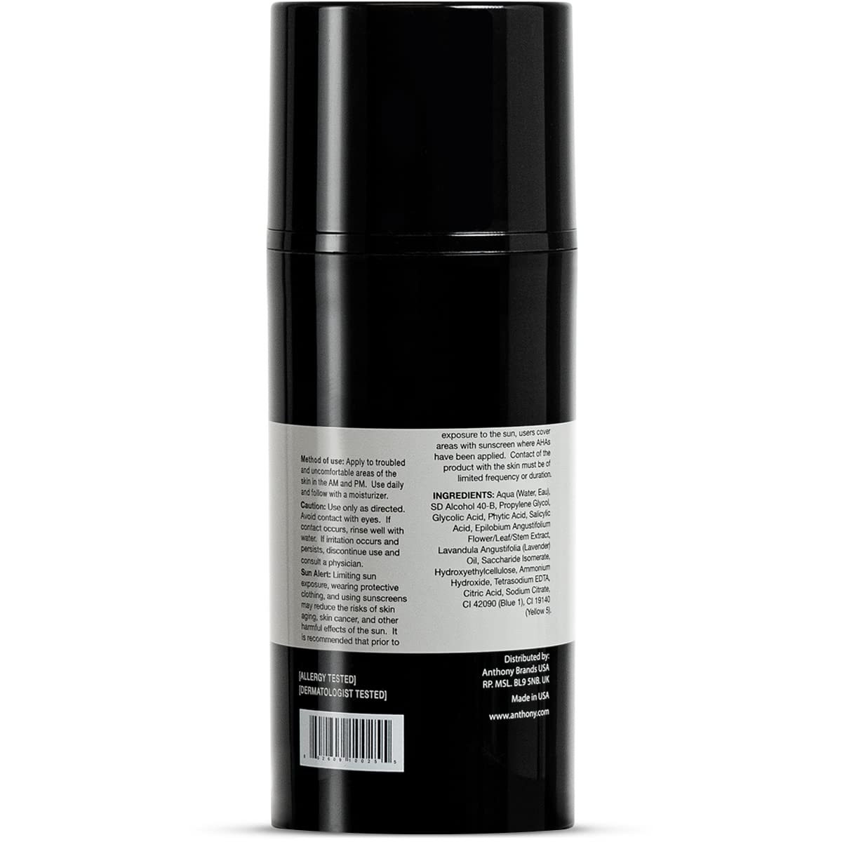 Anthony Ingrown Hair Treatment for Men Gel Solution to Calm Down Razor Burn - Scar and Redness Eliminator, Bump Removal - 3 Fl.