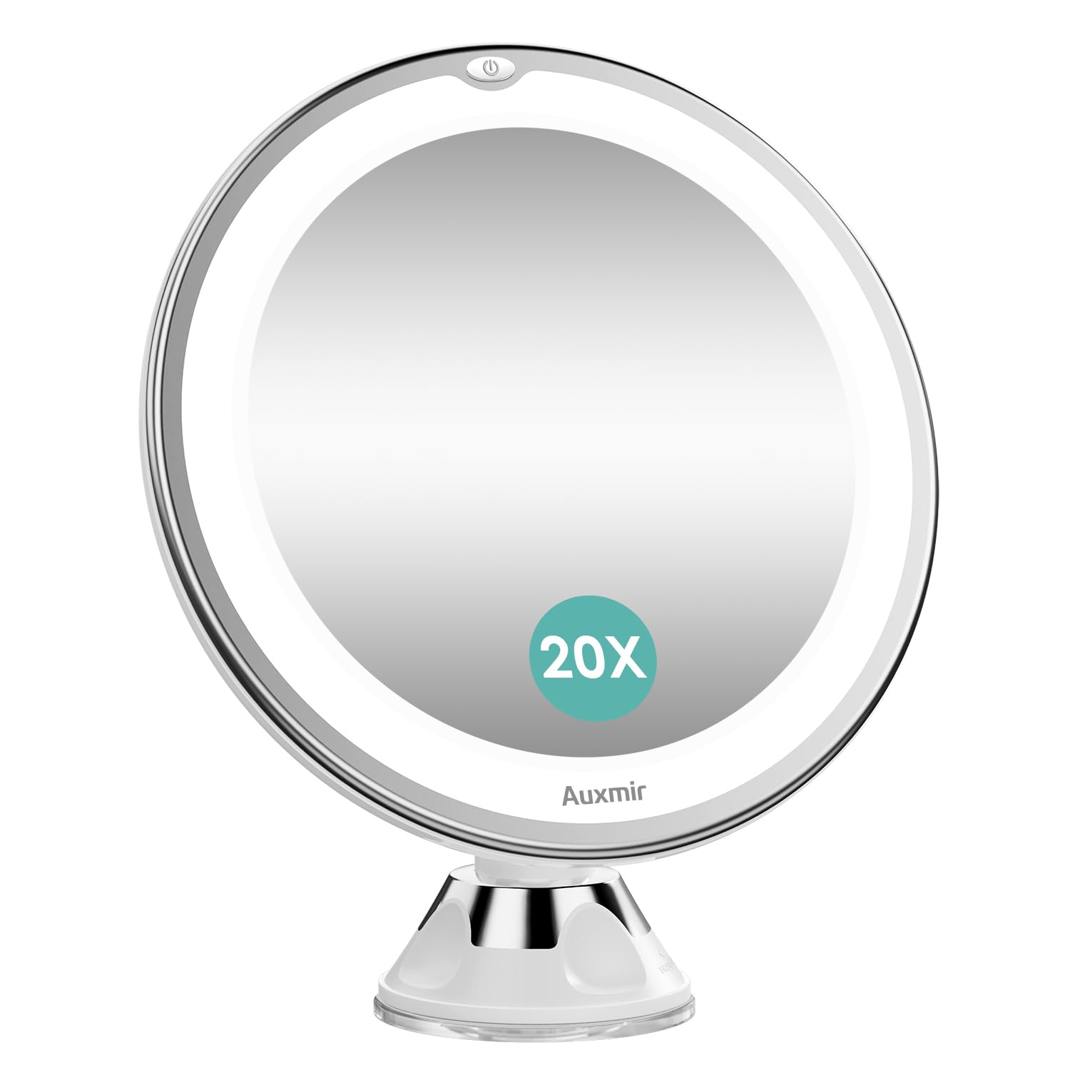 Auxmir Upgraded 20X Magnifying Lighted Makeup Mirror With 2-Level Brightness, Vanity Mirror With Power Suction Cup, 360 Swivel,