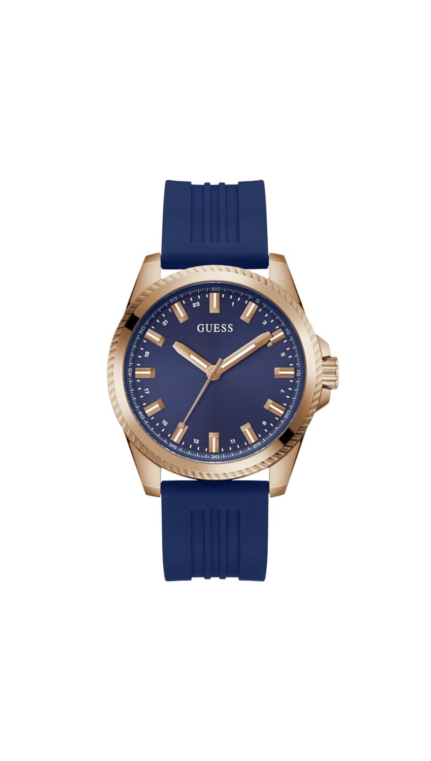 Guess Men Blue Round Stainless Steel Dial Analog Watch Gw0639G3