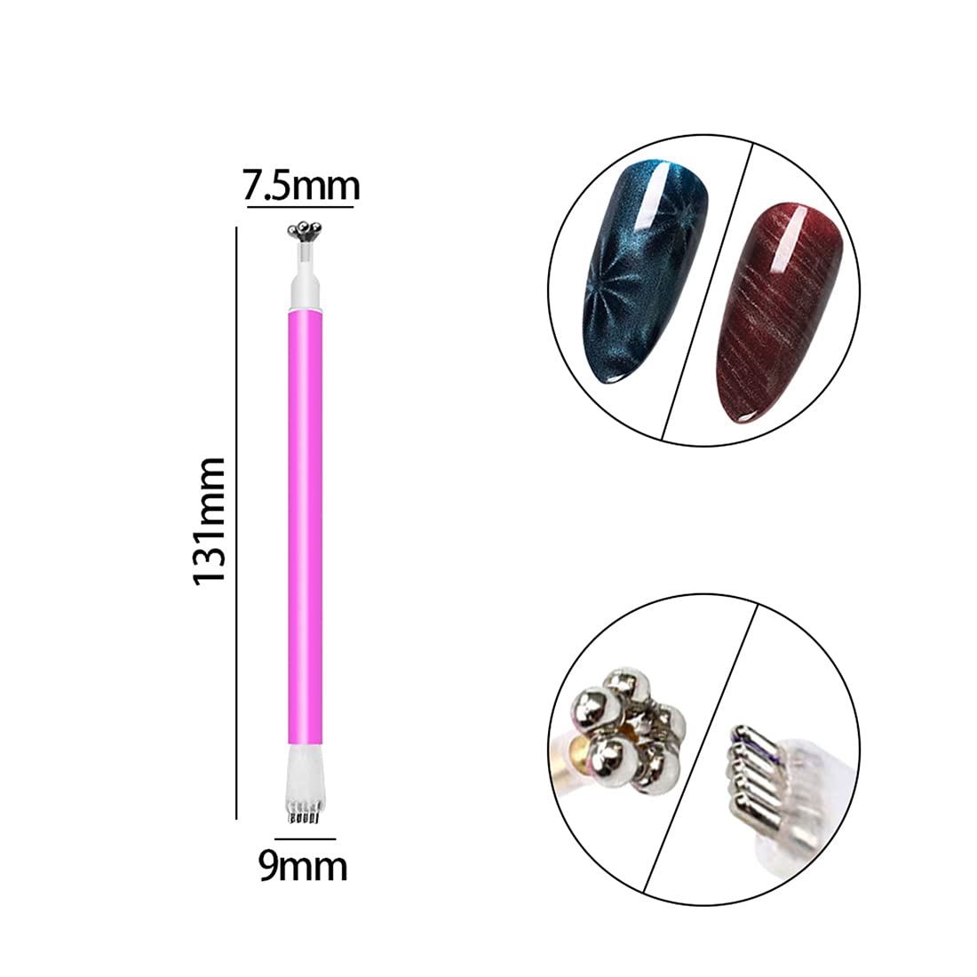 Xeaohesy 9 Pieces Nail Magnet Tool Set Double-Head Flower Design Nail Magnet Pens Multi-Function Magnet Board Magnet Stick 3D Ma
