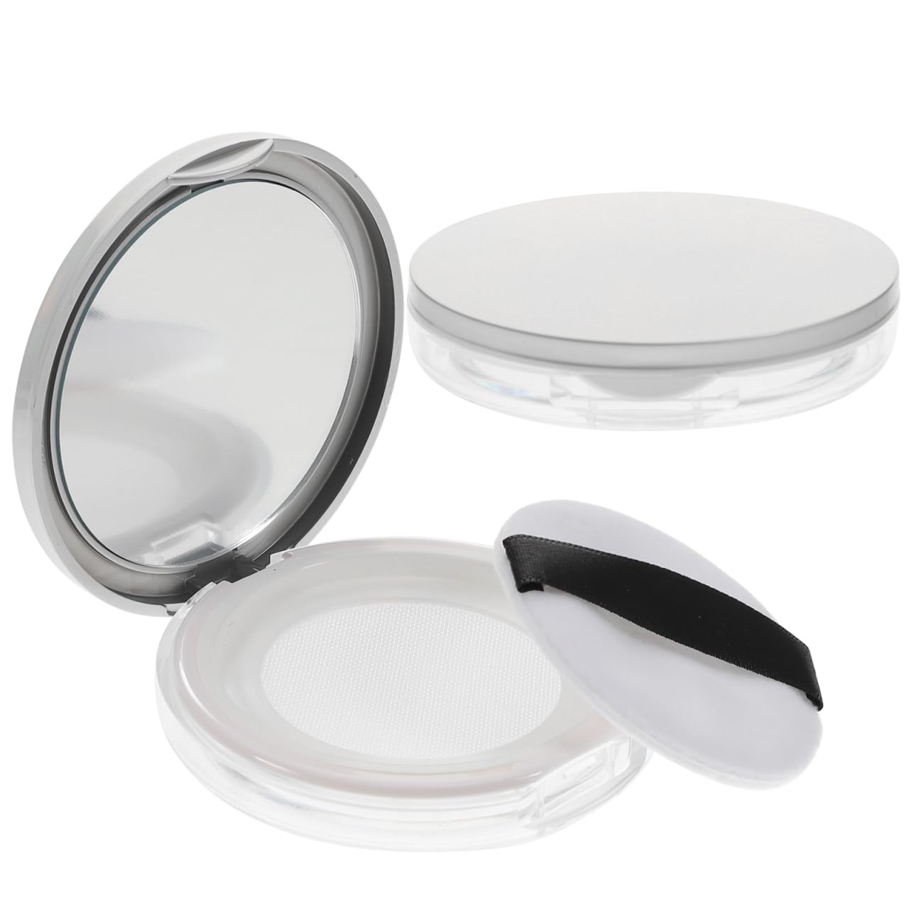 Beaupretty Powder Compact Container Plastic Empty Makeup Loose Powder Case with Puff and Elasticated Net Sifter Vintage Mirror, 