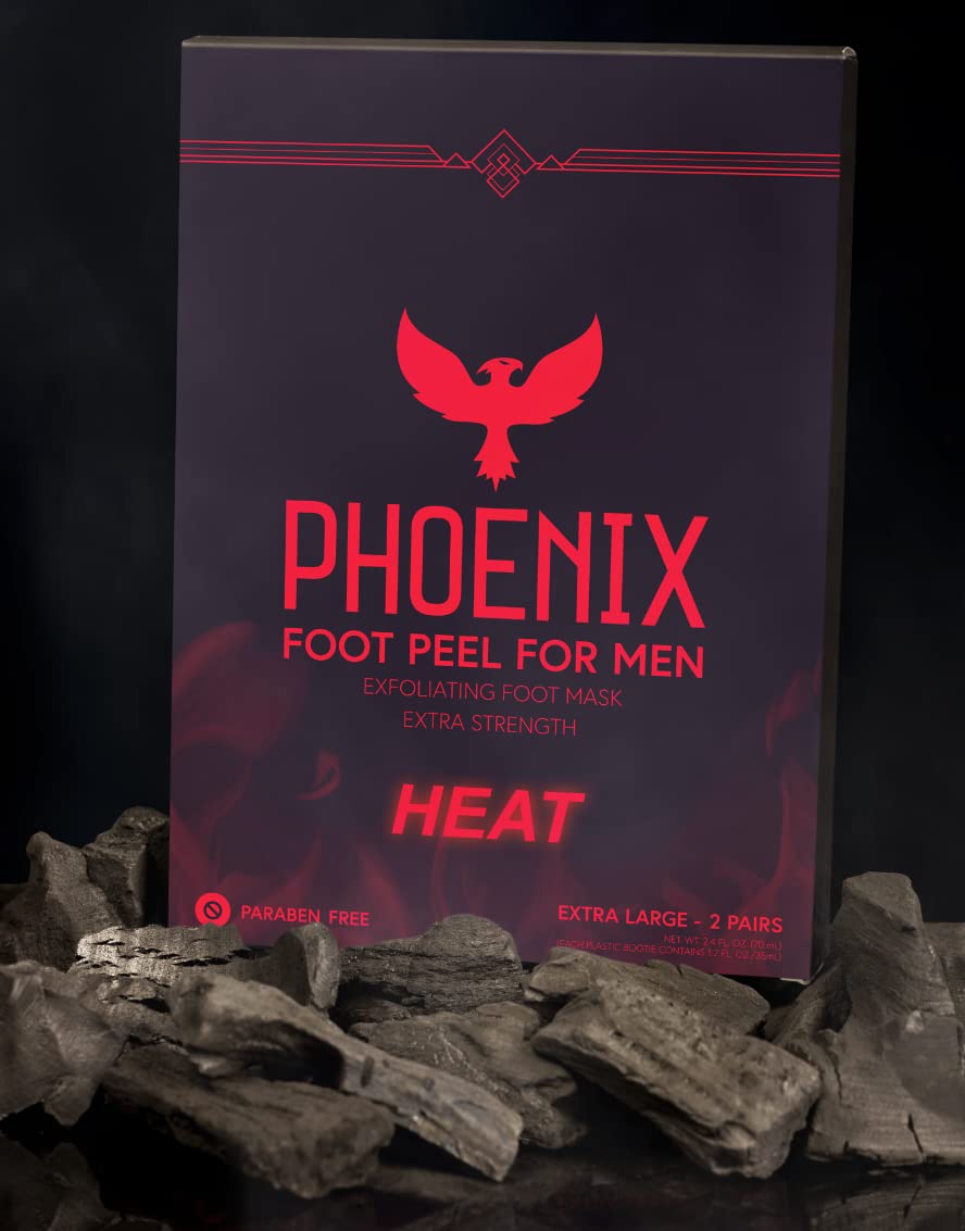 (Pack of 2) Phoenix Foot Peel for Men - Extra Large - Extra Strength - Cinnamon - Exfoliating Dry Feet Treatment - Callus Remove